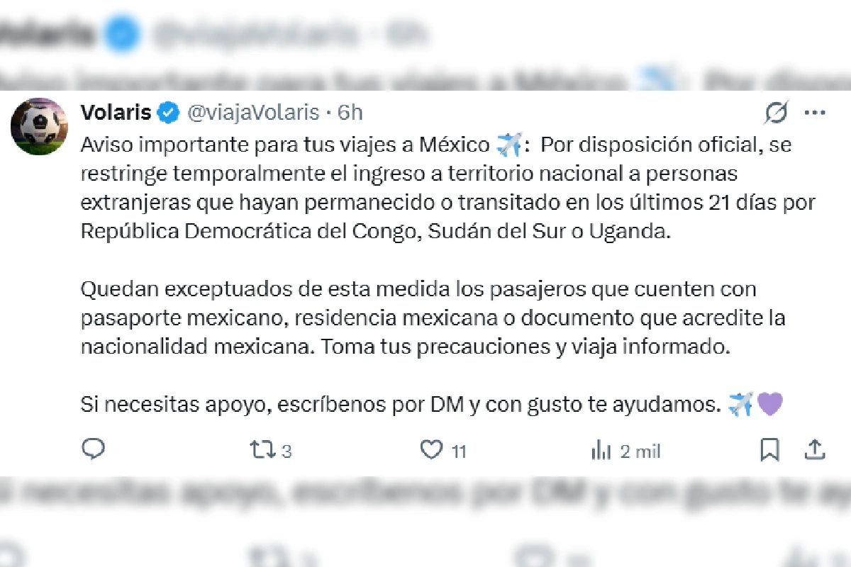 volaris ébola viajeros méxico