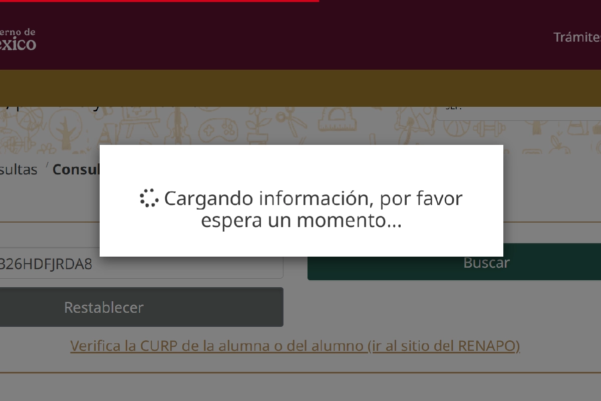 Pagina del siged cargando