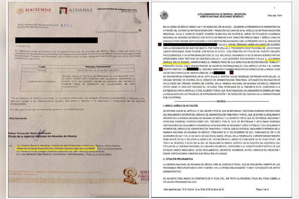 Un oficio de diciembre de 2022 confirma que Arcos Romero trabajó en la oficina del titular en tiempos de Marín Mollinedo e incluso participó en el acto de entrega-recepción delcargo